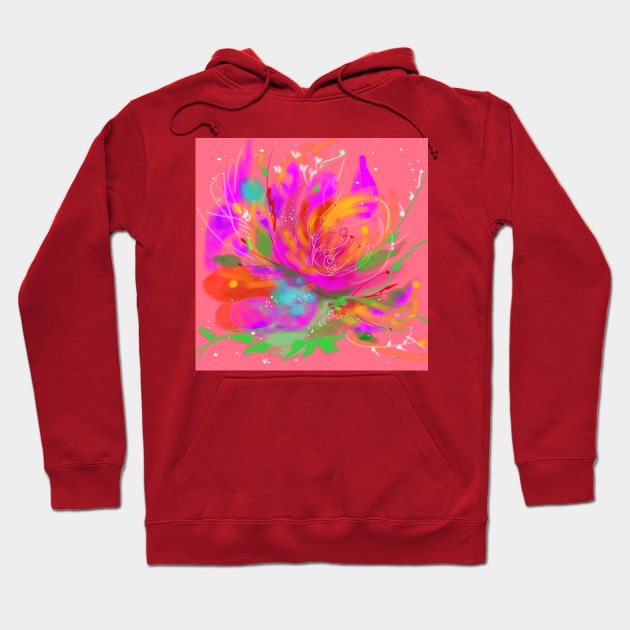 Pink abstract flower Hoodie by jen28